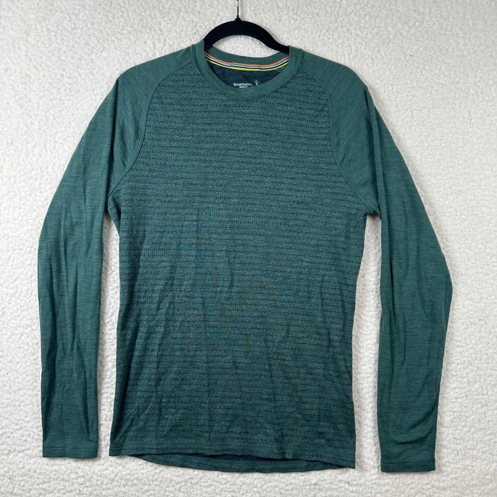 Smartwool Merino 250 Base Layer Men M Long Sleeve Crew Neck Green Outdoor Hiking
